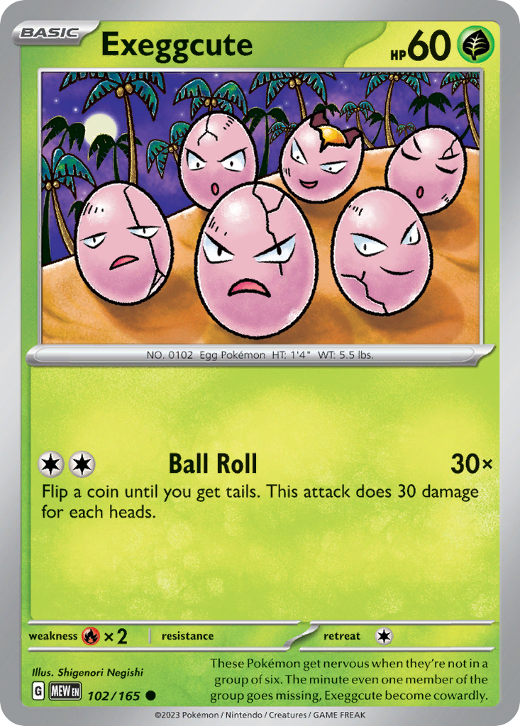 Exeggcute - 102/165 - Reverse Holofoil - NM - Common - 151