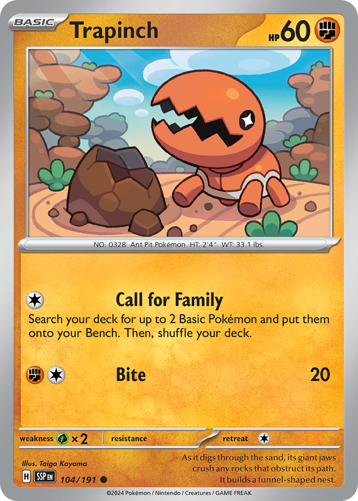 Trapinch - 104/191 - Reverse Holofoil - NM - Common - Surging Sparks