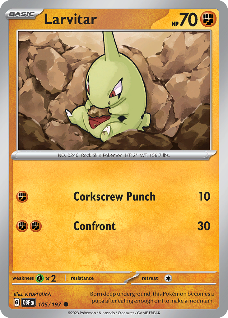 Larvitar - 105/197 - Normal - NM - Common - Obsidian Flames