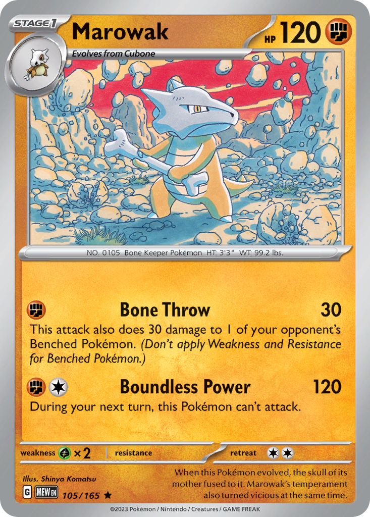 Marowak - 105/165 - Holofoil - NM - Rare - 151