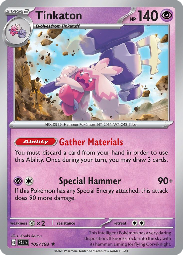 Tinkaton - 105/193 - Holofoil - NM - Rare - Paldea Evolved