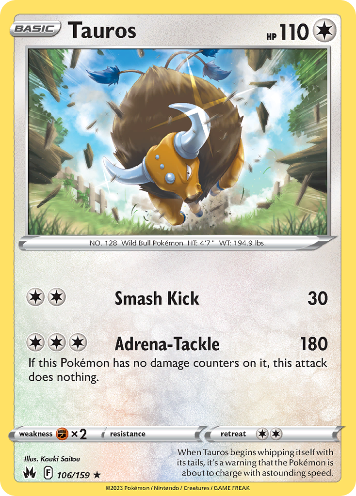 Tauros - 106/159 - Normal - NM - Rare - Crown Zenith