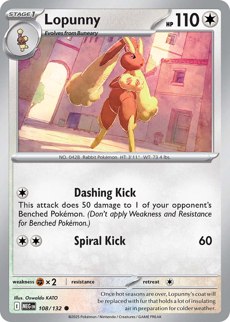 Lopunny - 108/132 - Reverse Holofoil - NM - Common - Mega Evolution