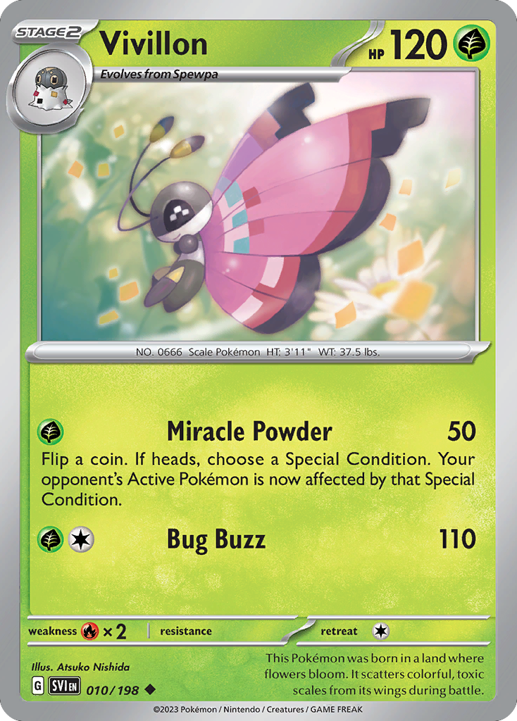 Vivillon - 10/198 - Reverse Holofoil - NM - Uncommon - Scarlet & Violet