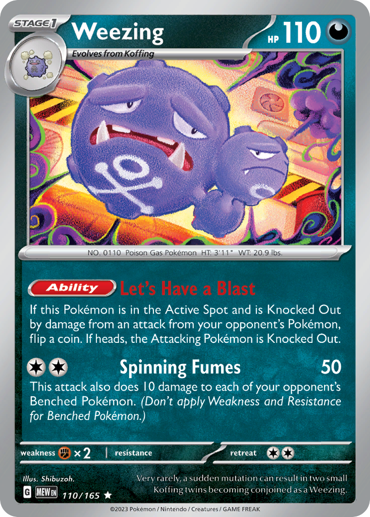 Weezing - 110/165 - Holofoil - NM - Rare - 151