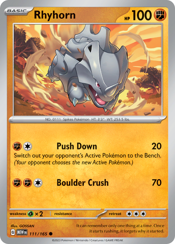 Rhyhorn - 111/165 - Normal - NM - Common - 151