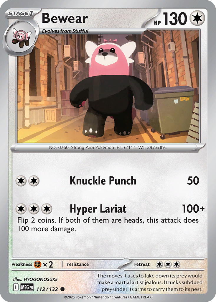 Bewear - 112/132 - Normal - NM - Common - Mega Evolution
