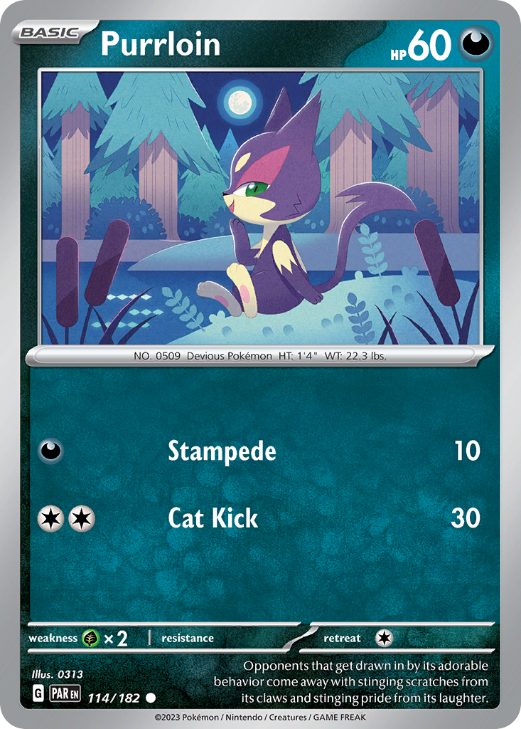 Purrloin - 114/182 - Reverse Holofoil - NM - Common - Paradox Rift