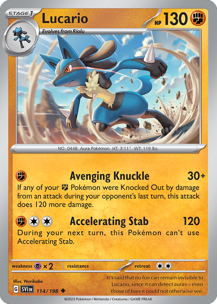 Lucario - 114/198 - Normal - NM - Uncommon - Scarlet & Violet
