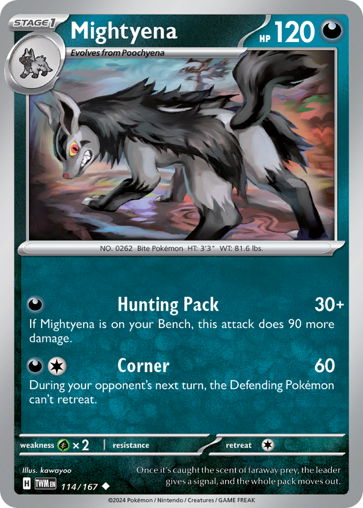 Mightyena - 114/167 - Reverse Holofoil - NM - Uncommon - Twilight Masquerade