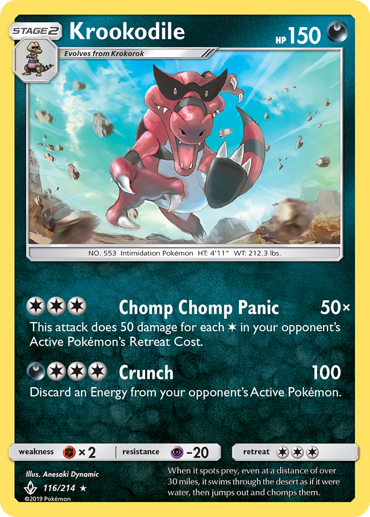 Krookodile - 116/214 - Normal - NM - Rare - Unbroken Bonds