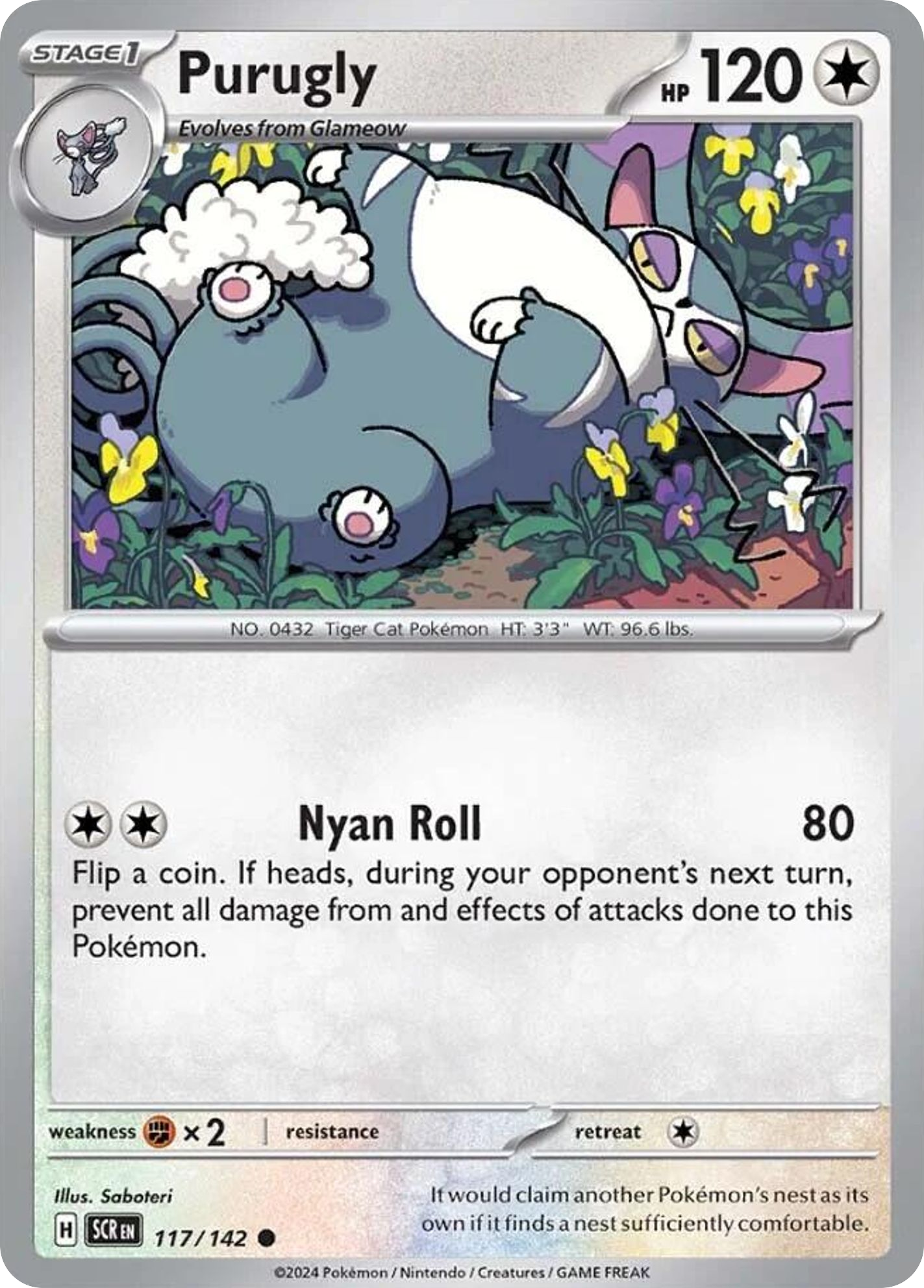 Purugly - 117/142 - Reverse Holofoil - NM - Common - Stellar Crown