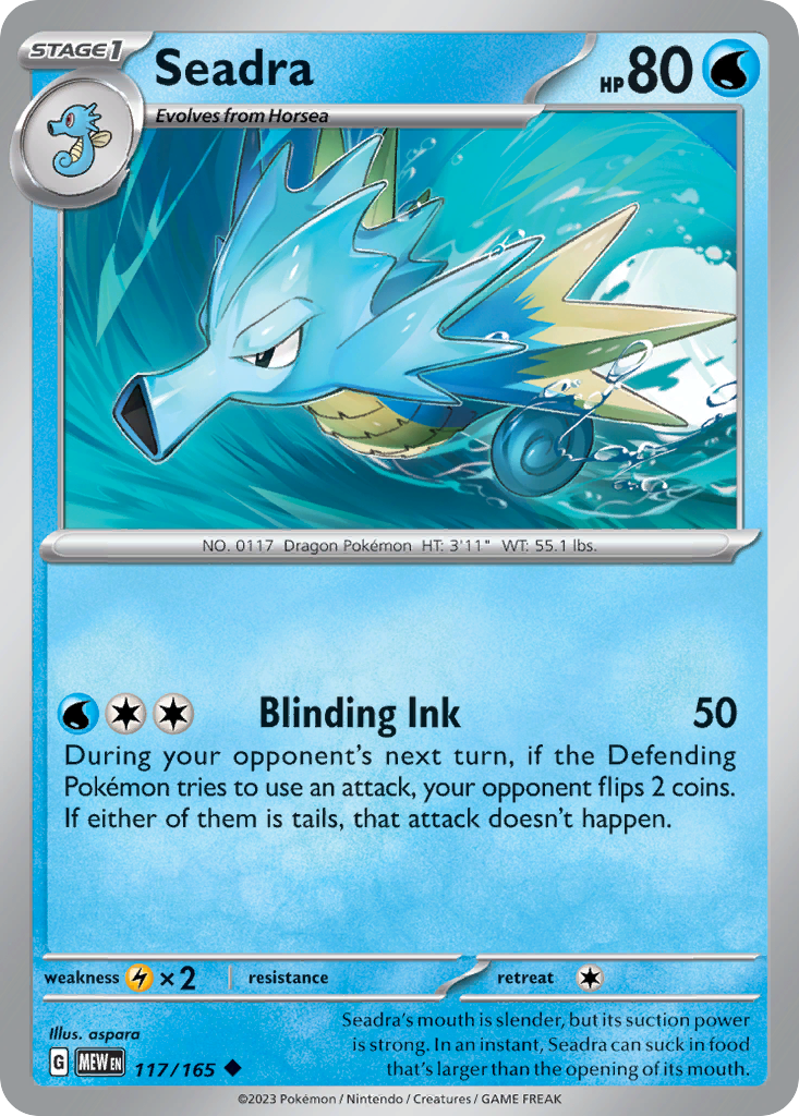 Seadra - 117/165 - Reverse Holofoil - NM - Uncommon - 151