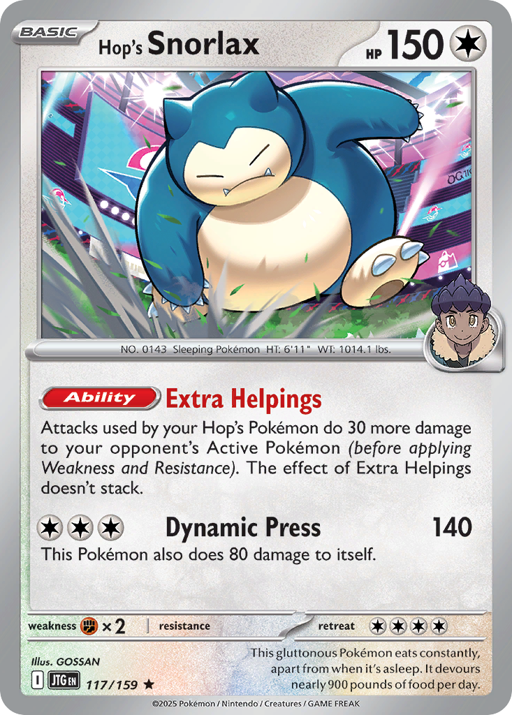 Hop's Snorlax - 117/159 - Holofoil - NM - Rare - Journey Together