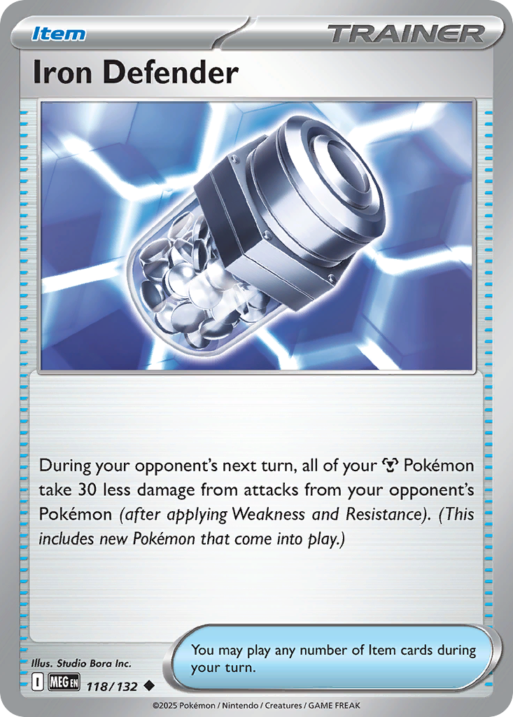 Iron Defender - 118/132 - Reverse Holofoil - NM - Uncommon - Mega Evolution