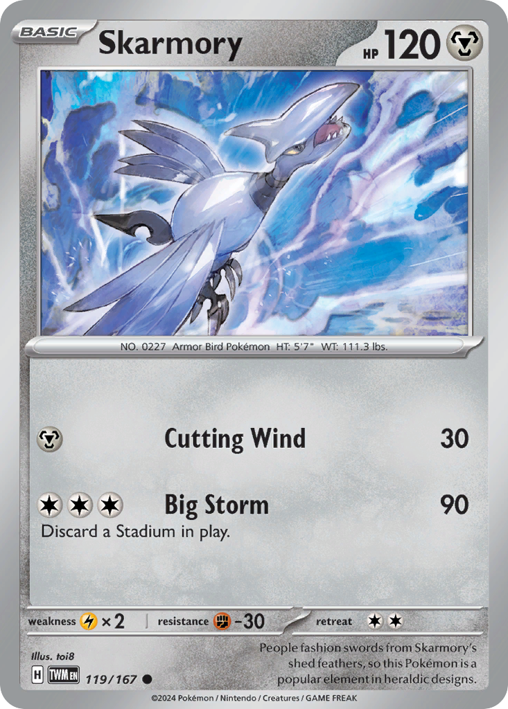 Skarmory - 119/167 - Normal - NM - Common - Twilight Masquerade