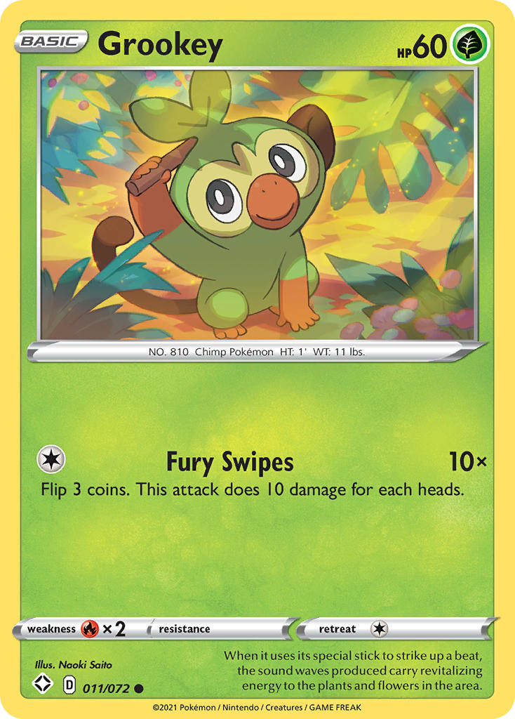 Grookey - 11/72 - Normal - NM - Common - Shining Fates