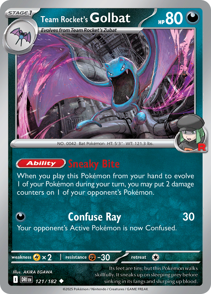 Team Rocket's Golbat - 121/182 - Reverse Holofoil - NM - Uncommon - Destined Rivals