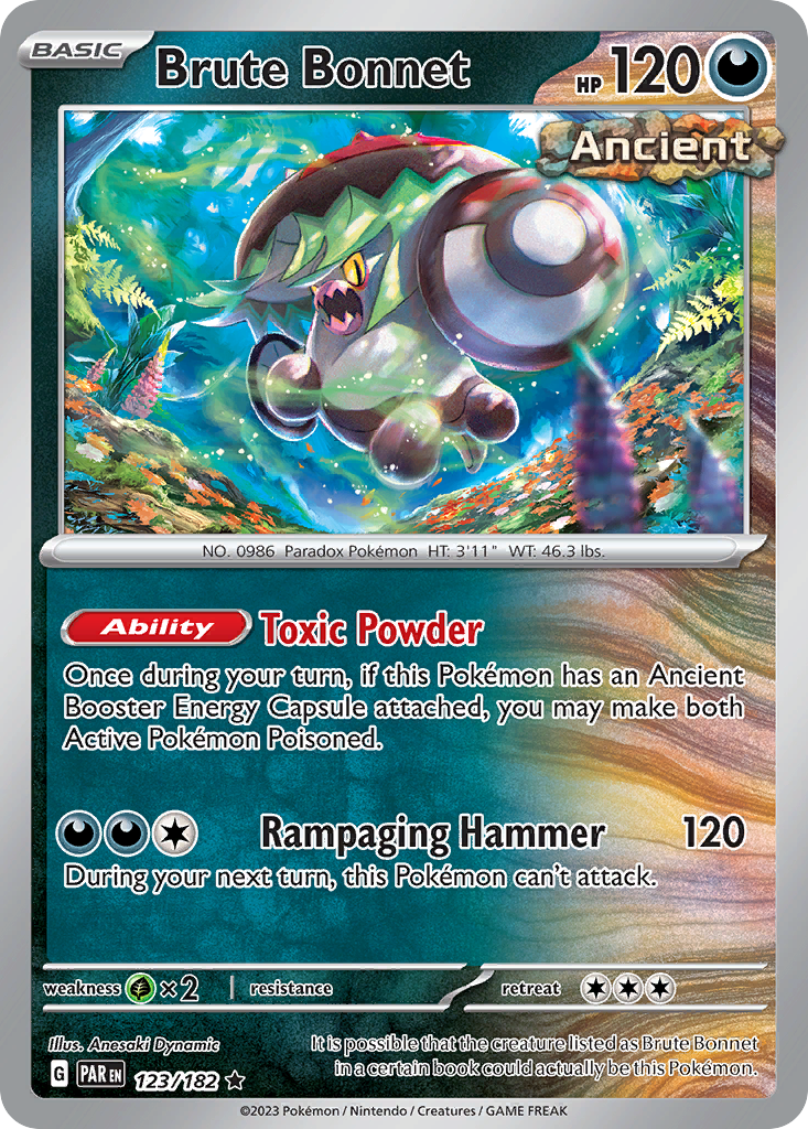 Brute Bonnet - 123/182 - Reverse Holofoil - NM - Rare - Paradox Rift