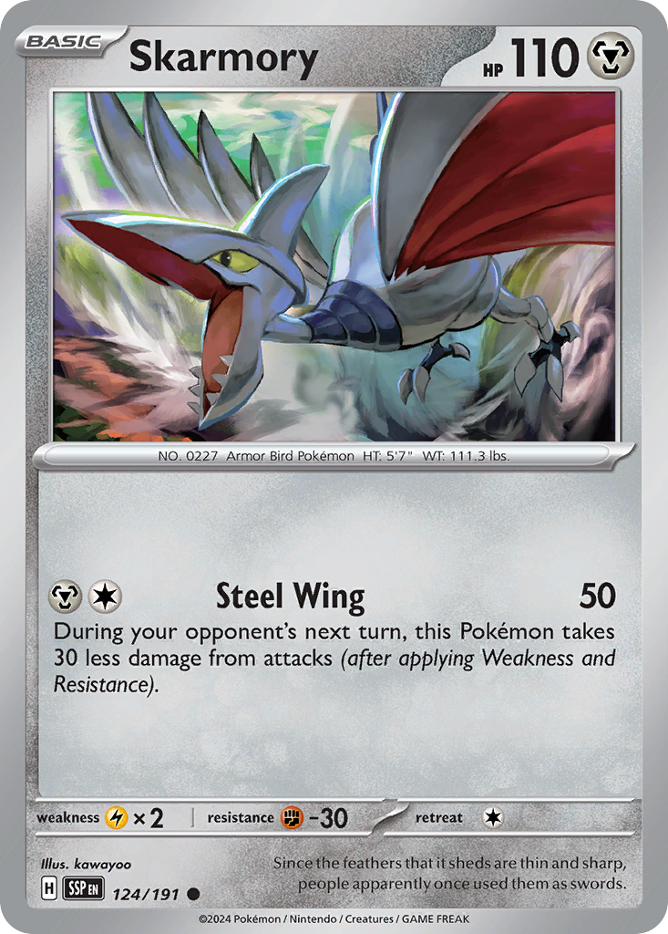 Skarmory - 124/191 - Normal - NM - Common - Surging Sparks