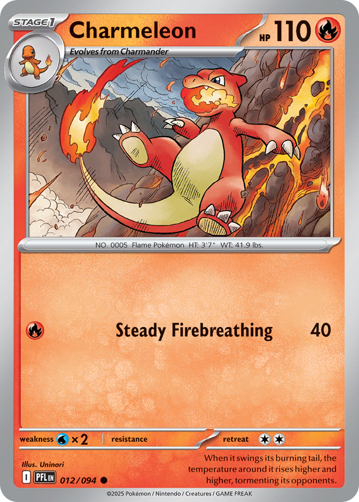Charmeleon - 12/94 - Reverse Holofoil - NM - Common - Phantasmal Flames
