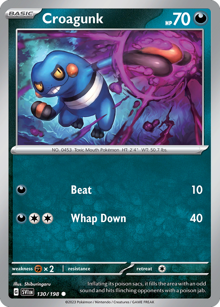 Croagunk - 130/198 - Normal - NM - Common - Scarlet & Violet