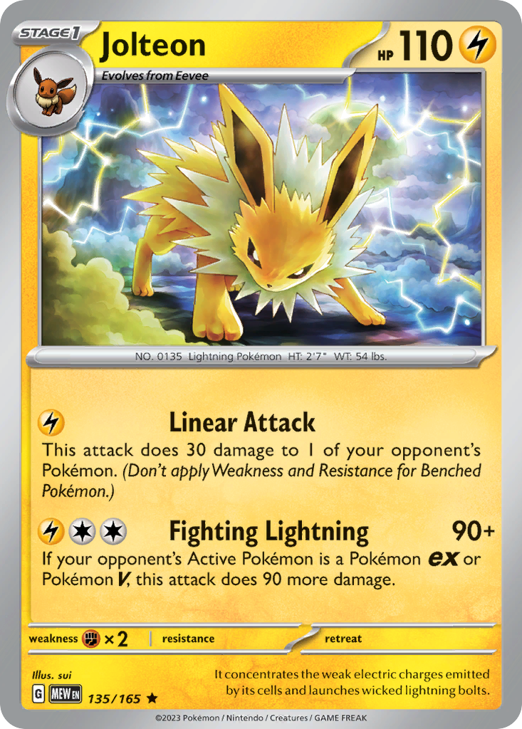 Jolteon - 135/165 - Holofoil - NM - Rare - 151