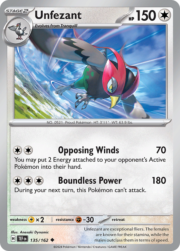 Unfezant - 135/162 - Normal - NM - Uncommon - Temporal Forces