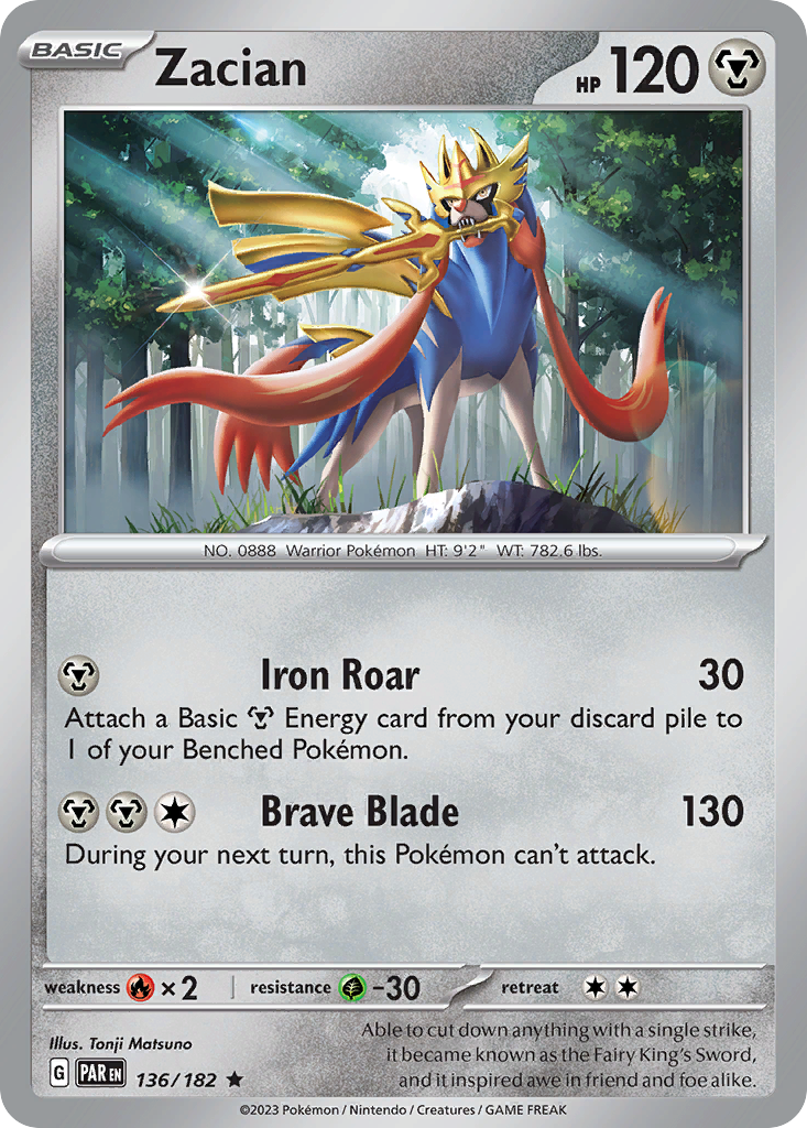 Zacian - 136/182 - Reverse Holofoil - NM - Rare - Paradox Rift