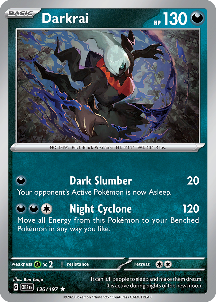 Darkrai - 136/197 - Holofoil - NM - Rare - Obsidian Flames