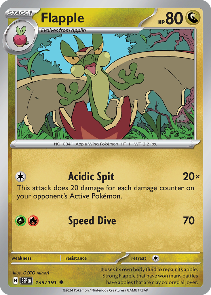 Flapple - 139/191 - Normal - NM - Uncommon - Surging Sparks