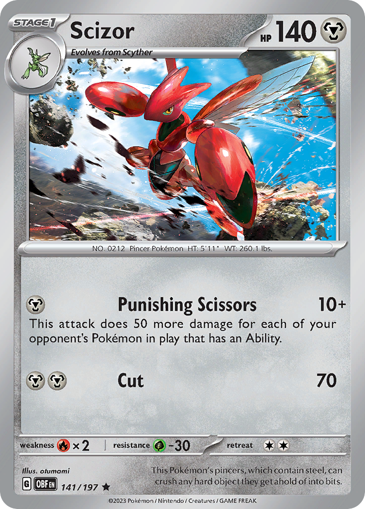 Scizor - 141/197 - Reverse Holofoil - NM - Rare - Obsidian Flames
