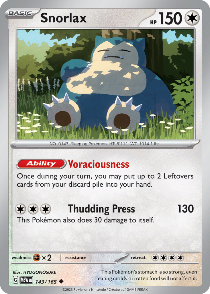 Snorlax - 143/165 - Normal - NM - Uncommon - 151