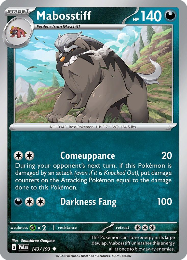 Mabosstiff - 143/193 - Reverse Holofoil - NM - Uncommon - Paldea Evolved