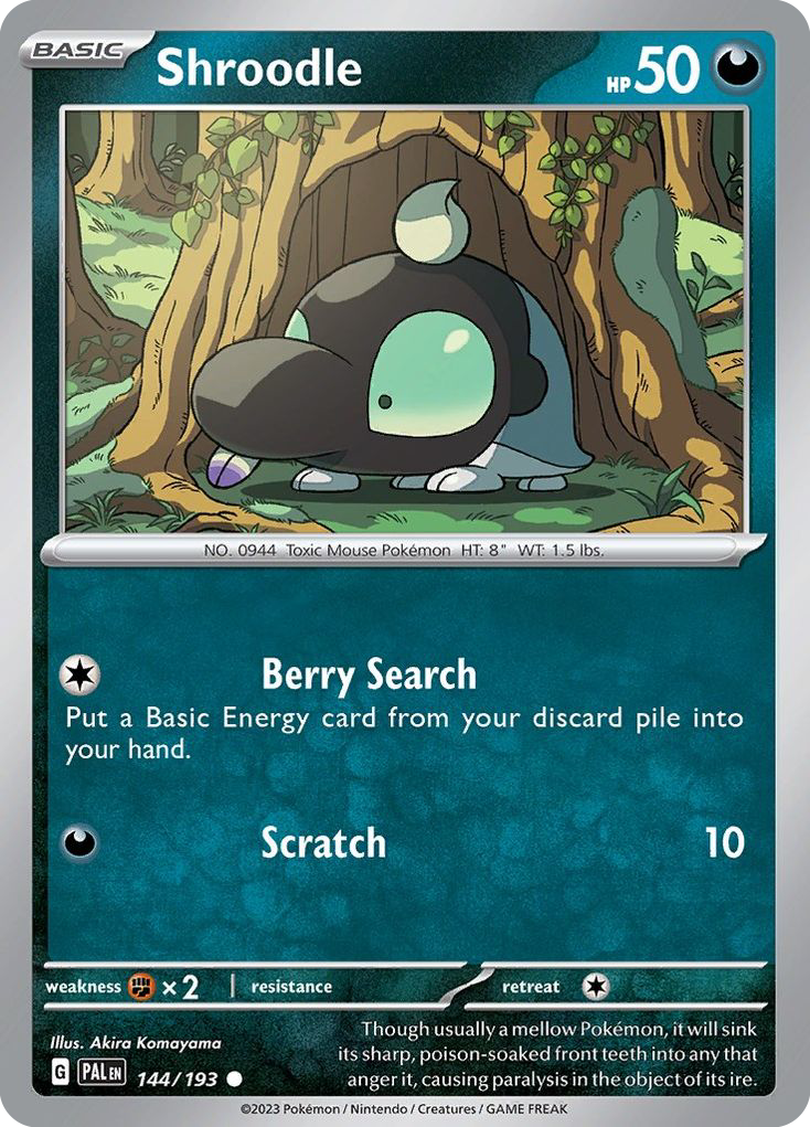 Shroodle - 144/193 - Reverse Holofoil - NM - Common - Paldea Evolved