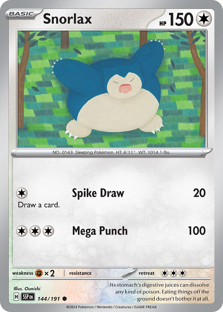 Snorlax - 144/191 - Normal - NM - Common - Surging Sparks