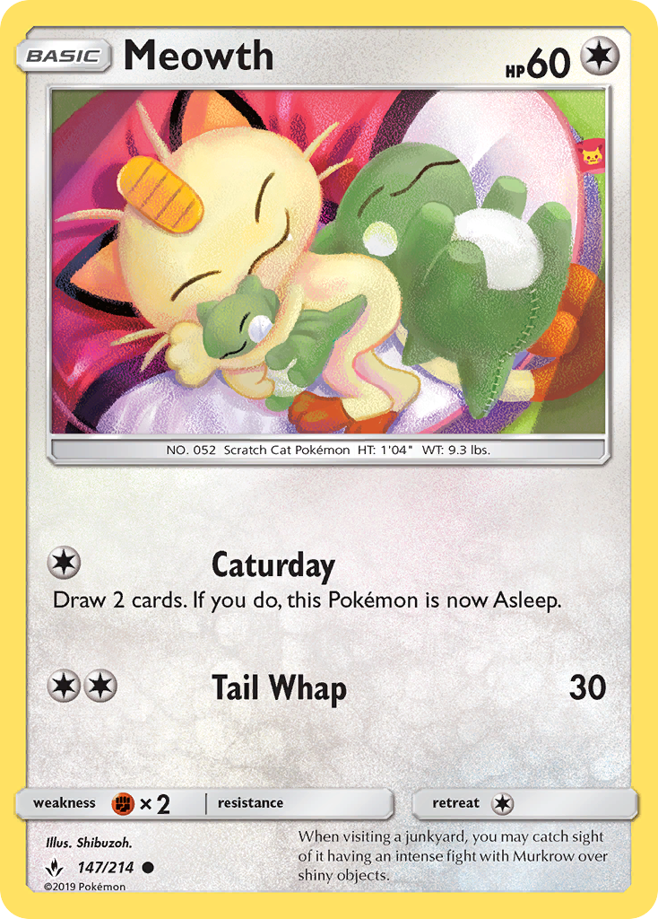 Meowth - 147/214 - Normal - NM - Common - Unbroken Bonds