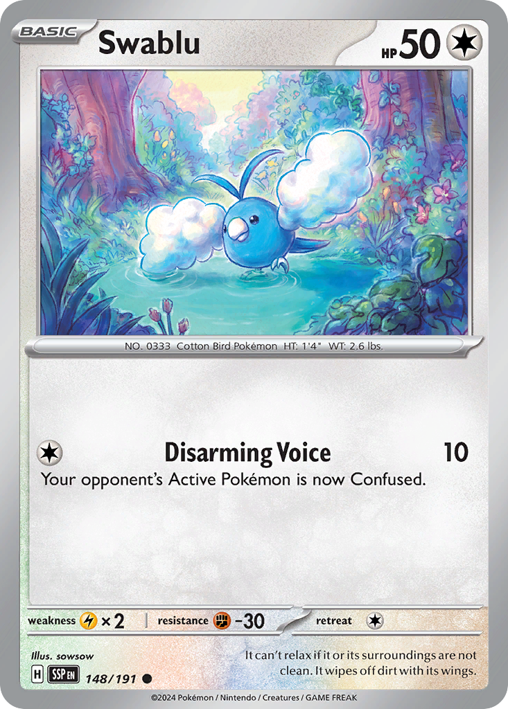 Swablu - 148/191 - Reverse Holofoil - NM - Common - Surging Sparks