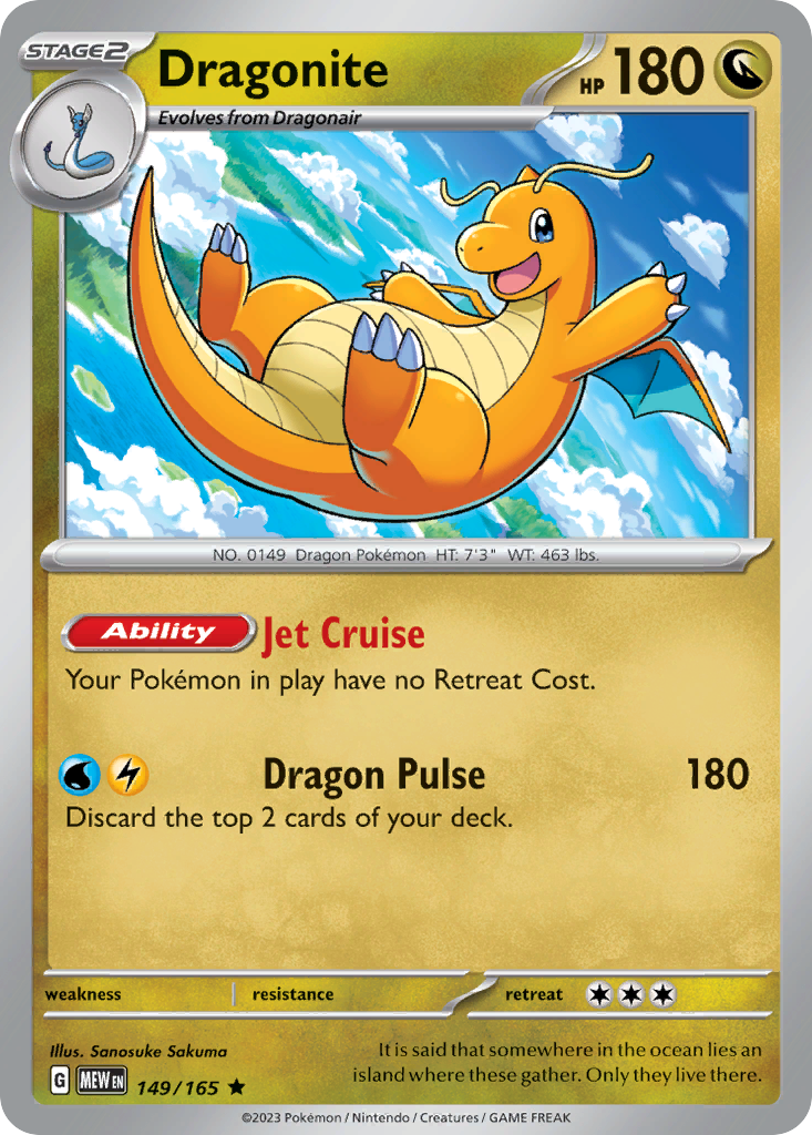 Dragonite - 149/165 - Holofoil - NM - Rare - 151