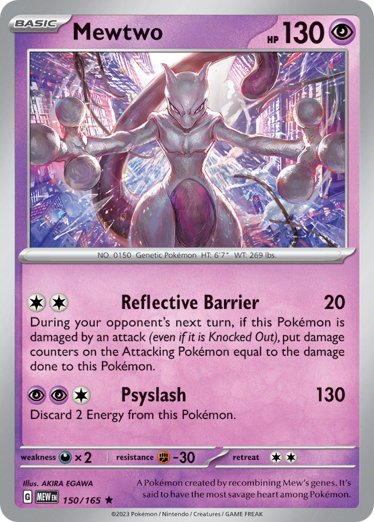Mewtwo - 150/165 - Reverse Holofoil - NM - Rare - 151