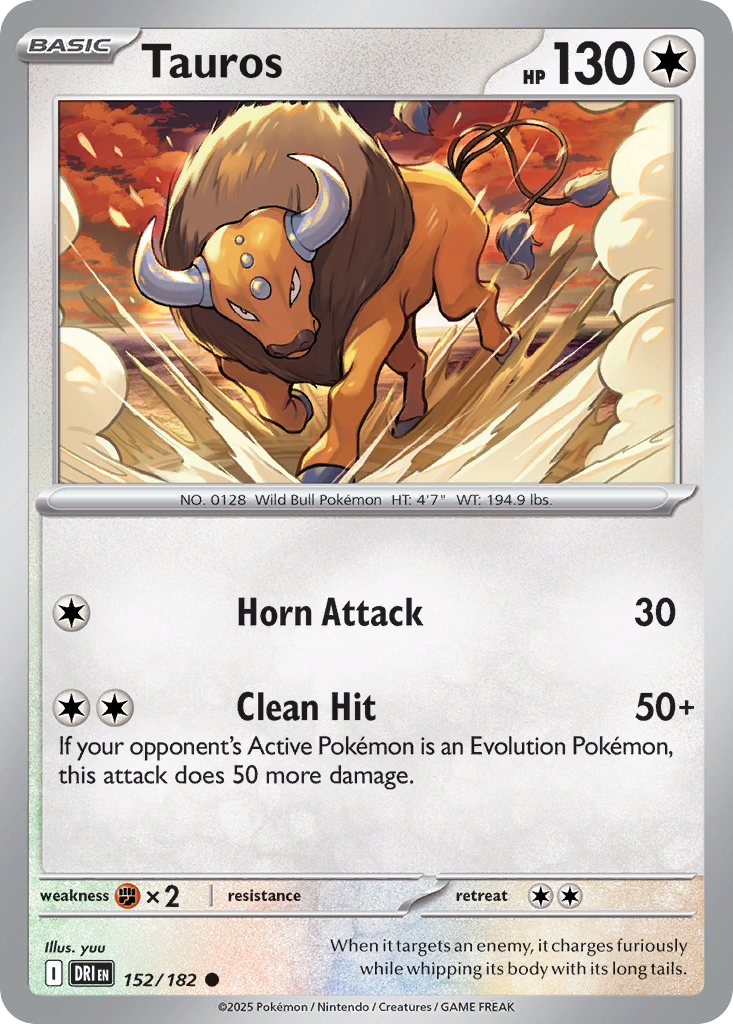 Tauros - 152/182 - Reverse Holofoil - NM - Common - Destined Rivals