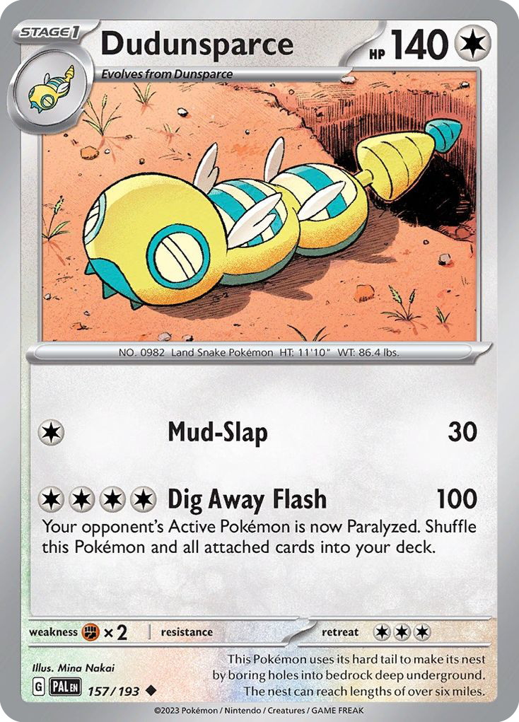 Dudunsparce - 157/193 - Normal - NM - Uncommon - Paldea Evolved