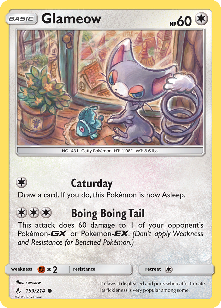 Glameow - 159/214 - Normal - NM - Common - Unbroken Bonds