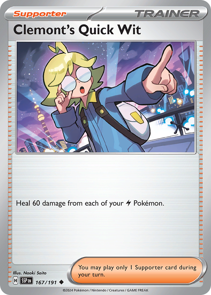 Clemont's Quick Wit - 167/191 - Normal - NM - Uncommon - Surging Sparks