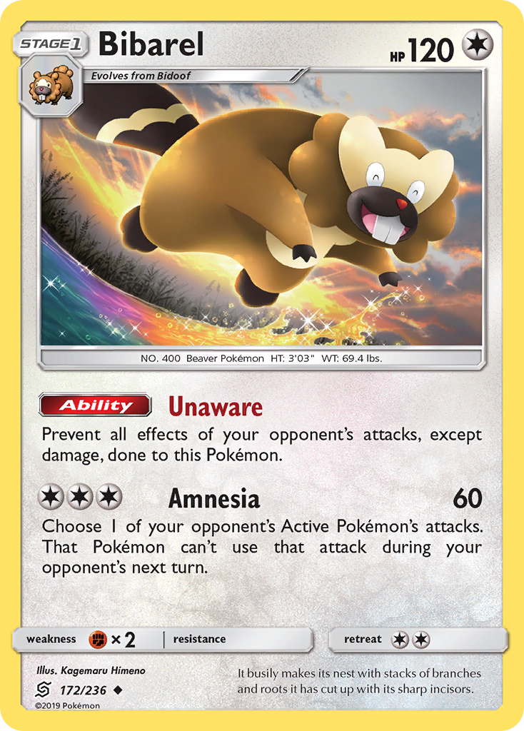 Bibarel - 172/236 - Normal - NM - Uncommon - Unified Minds