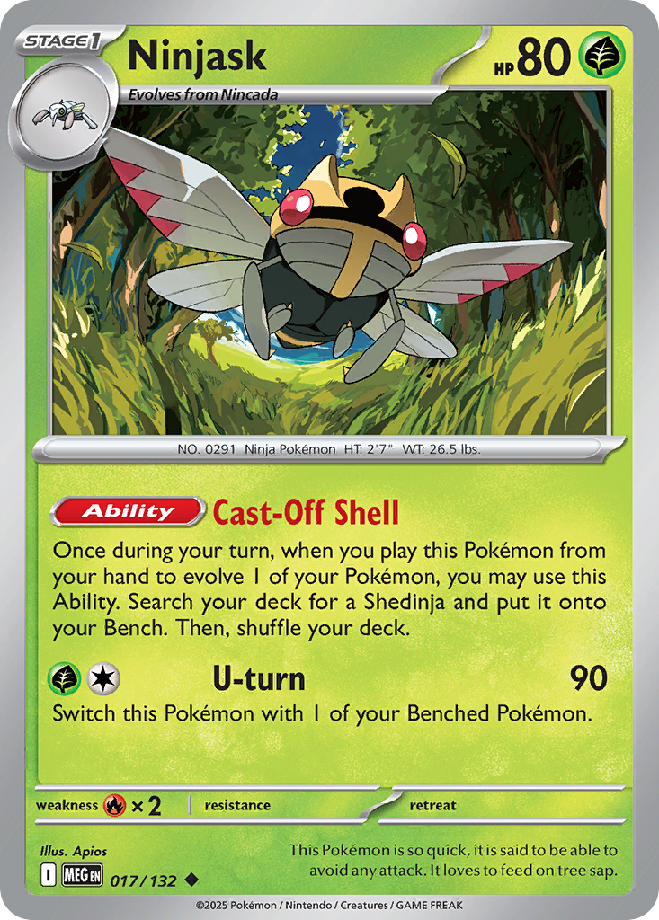Ninjask - 17/132 - Normal - NM - Uncommon - Mega Evolution