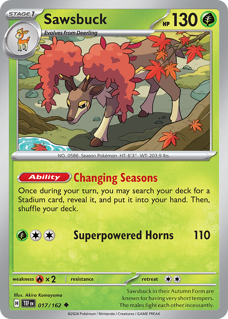 Sawsbuck - 17/162 - Reverse Holofoil - NM - Uncommon - Temporal Forces