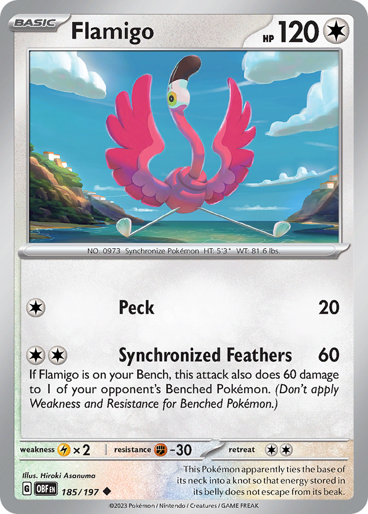 Flamigo - 185/197 - Normal - NM - Uncommon - Obsidian Flames