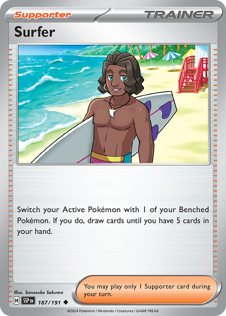 Surfer - 187/191 - Reverse Holofoil - NM - Uncommon - Surging Sparks