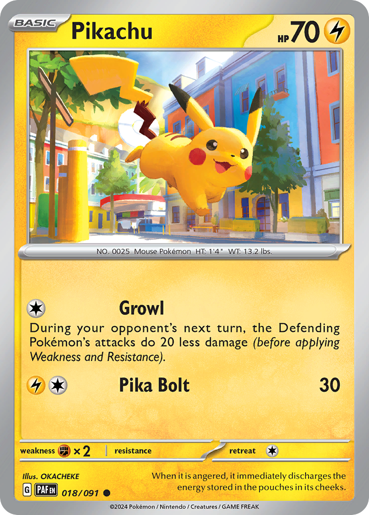 Pikachu - 18/91 - Normal - NM - Common - Paldean Fates